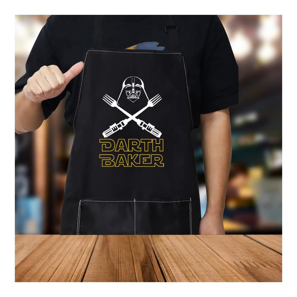 Darth Baker Schürze – Geniale Geschenkidee für echte Darth Fans! Verstellbare Küchenschürze mit Tasche zum Backen Kochen & Grillen. Star Wars Style