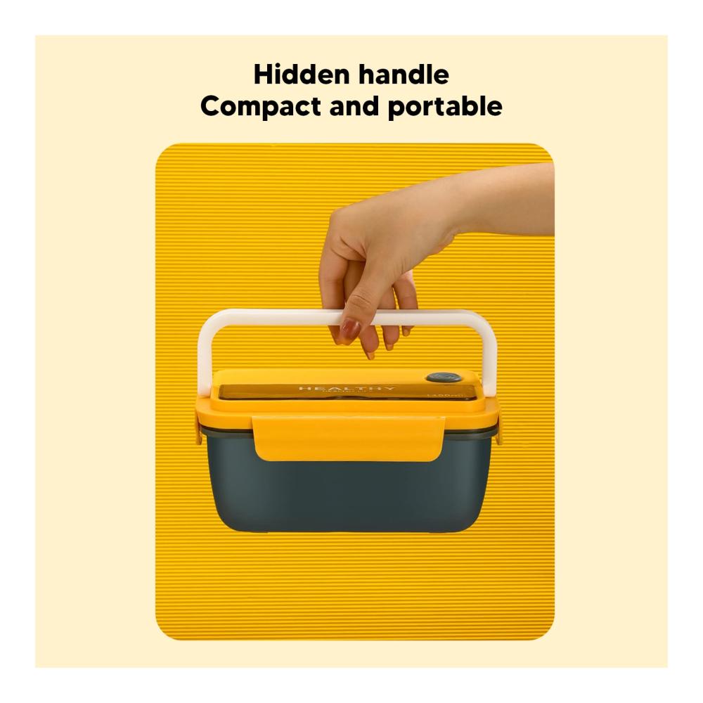 Bento-Box Lunchbox für Erwachsene 1100 ml - Stapelbar Isoliert & Auslaufsicher mit Utensilien - Großer Salatbehälter Ideal für Büro & Unterwegs Blau Gelb