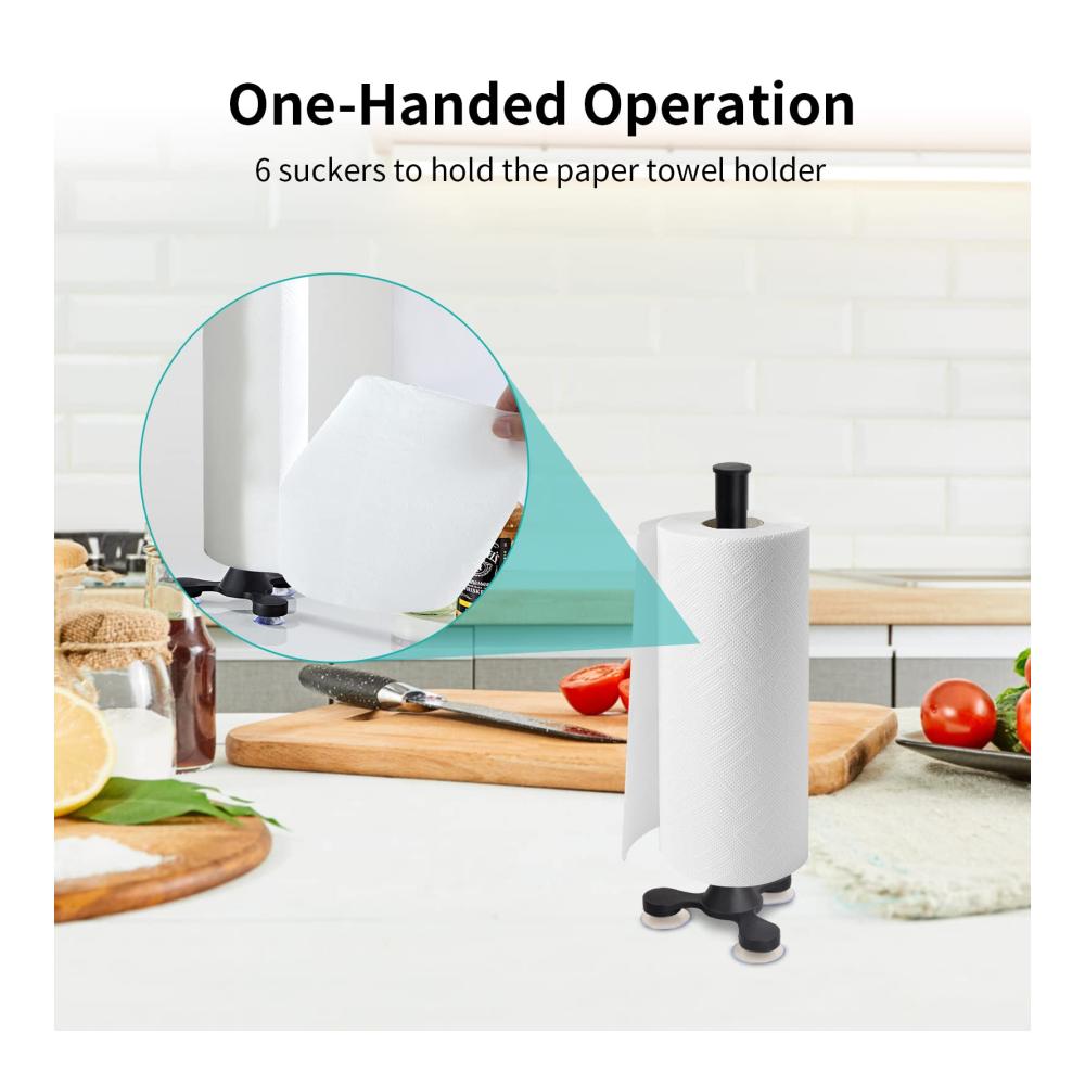 Edelstahl Küchenrollenhalter - Stabiler Stand & Modernes Design - Papierhalter für Küchenrolle - Schwarz - 35 * 9.5 * 3.5cm - Praktischer Rollenhalter & Platzsparendes Küchenaccessoire