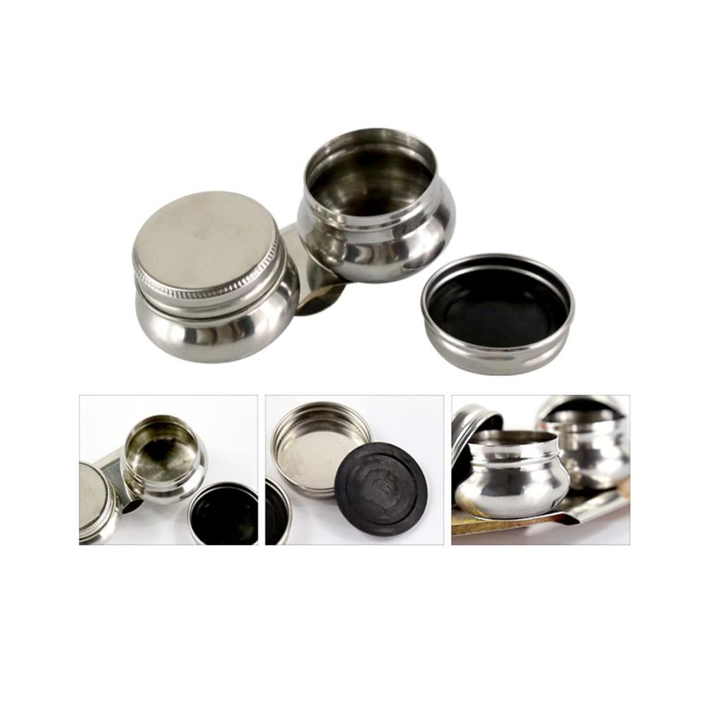 2er-Pack Farbnäpfe Malpalettenbecher mit Deckel und Clip – Hochwertige Behälter aus Edelstahl für Ölgemälde – Praktische Doppellöffel inklusive – Ideal für Künstler und Hobby-Maler
