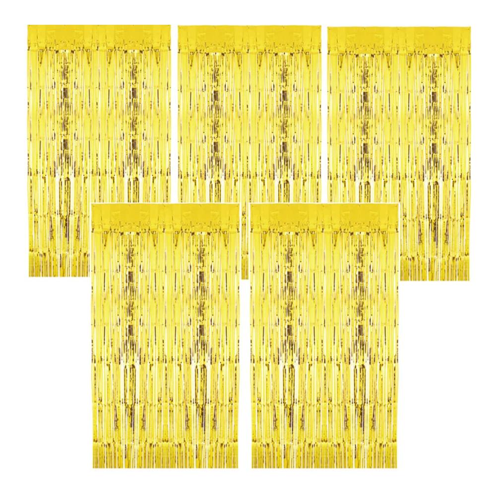 Luftschlangen Vorhang Set - 5 Stück Gold Lametta Vorhänge für Hochzeiten Partys & Fotoshootings - Glänzende Dekoration für Geburtstage Weihnachten - 1m x 2m - Partyzubehör