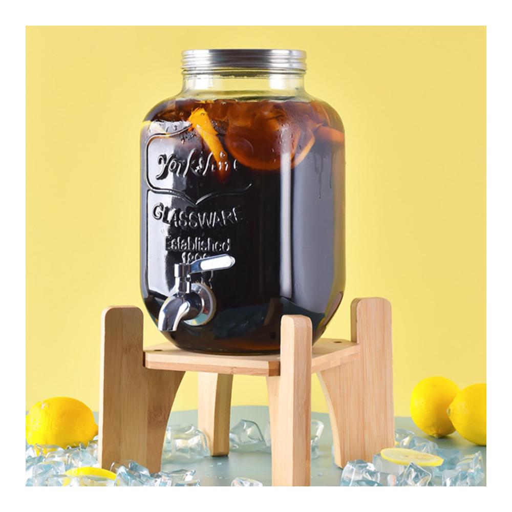 Genießen Sie erfrischende Getränke mit Stil! Glas-Getränkespender & Wasserspender mit Edelstahldeckel 4 Liter Fassungsvermögen. Inklusive Ständer für Partys Hochzeiten und mehr. Ideal für Limonaden Eistee Eisgetränke und Kombucha
