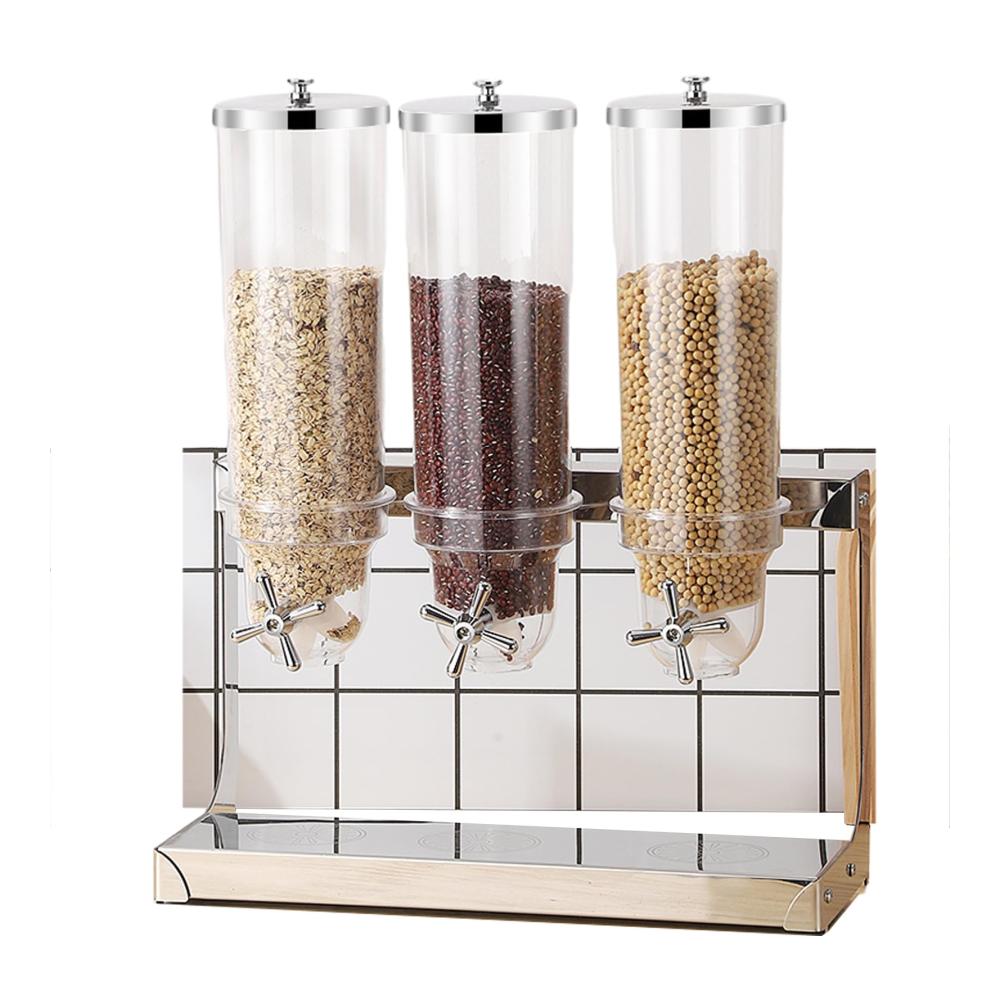 Organisieren Sie Ihre Küche mit Stil! Dreikopf-Müslispender (105 l) - Praktischer Trockenfutterspender für die Arbeitsplatte - Müslibehälter & Aufbewahrungsspender für Zuhause - Ideale Küchenlösung