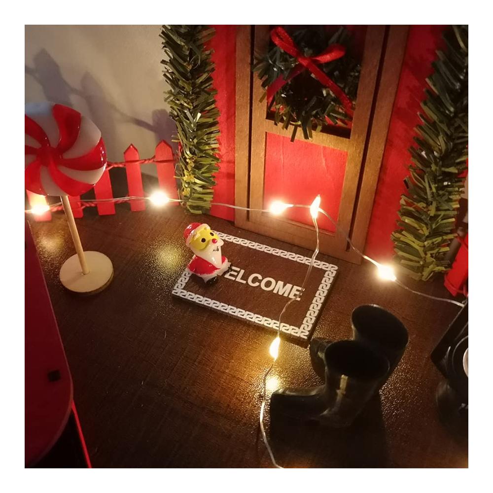 Dänische Miniatur Feentür mit LED-Beleuchtung – Zauberhafte Weihnachtsdeko für Kinderzimmer – Holz Wichteltür Set mit Ziers