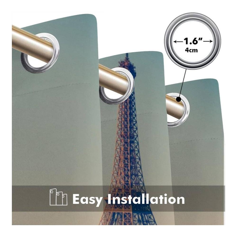 Erleben Sie Luxus und Eleganz mit unseren Schiebevorhängen - 2 Stück 3D Paris Eiffelturm Gardinen für das Schlafzimmer - Geräuschreduzierung - Hochwertige Abdunklungsvorhänge - 220