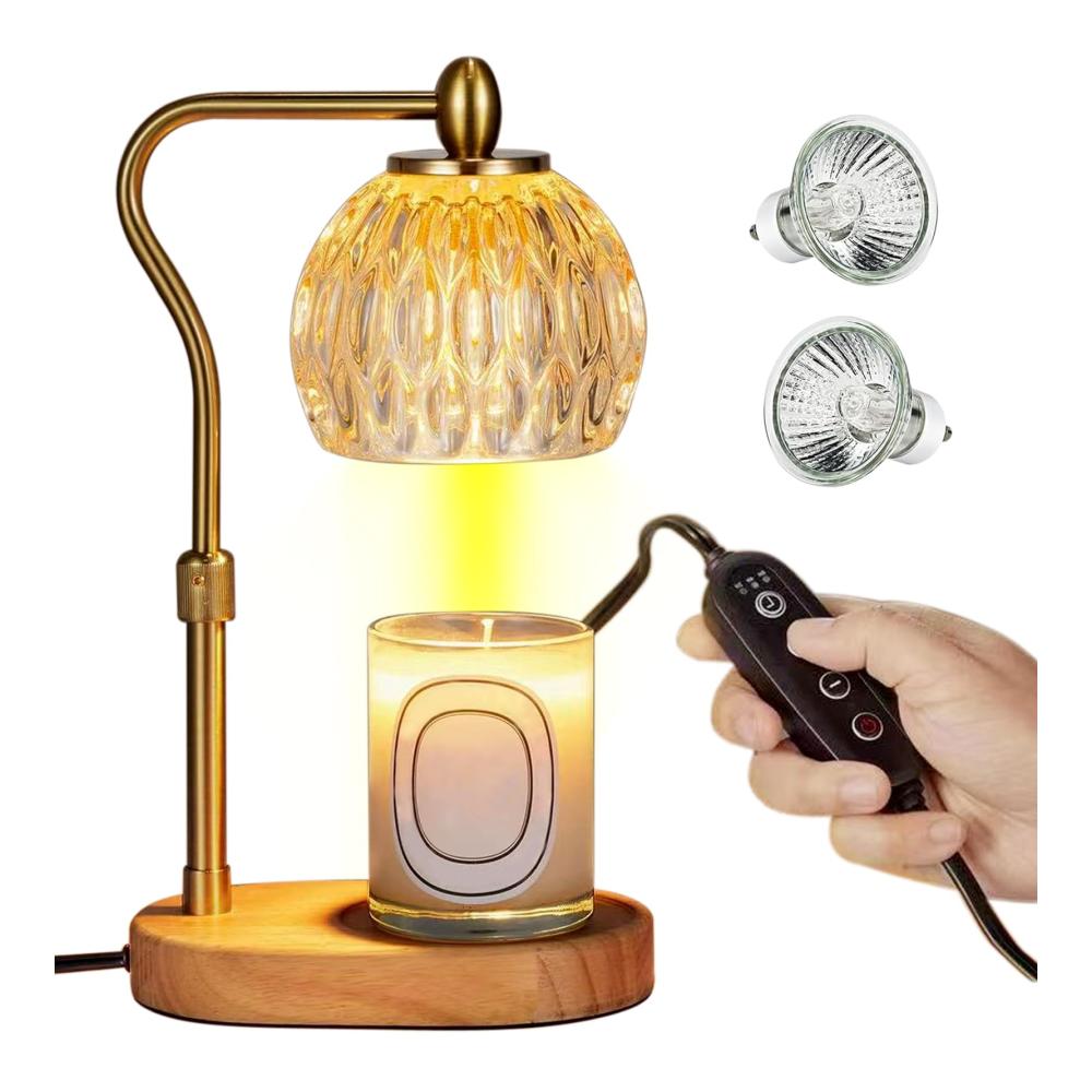 Duftlampen Elektrische Kerzenwärmer-Lampe mit Timer Dimmer höhenverstellbarem Design und kompatibel mit Duftkerzen - Gold