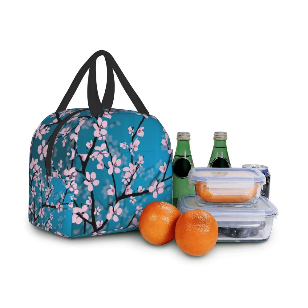 Entdecken Sie Stil und Funktion Moderne isolierte Lunchtasche für Damen und Herren mit bezauberndem Kirschblüten-Design. Auslaufsichere Kühltasche ideal für Erwachsene perfekte Lunchbox für Kinder. Genießen Sie frische Mahlzeiten unterwegs bei Arbeit Schule und Picknick