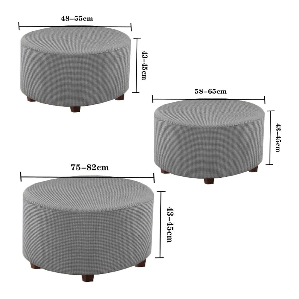 Premium Sitzauflagen Set 2er Pack weich & elastisch | Rutschfeste Ottomanenbezüge waschbar | Schützen Sie Ihren Fußhocker stilvoll im Wohnzimmer | Grau 75–82 cm