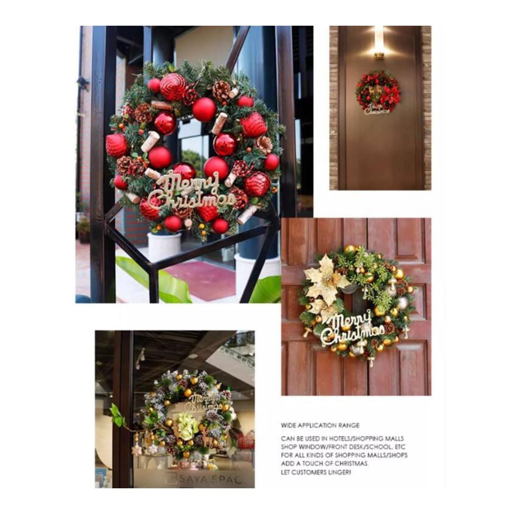 Exklusiver Weihnachtskranz 49 cm - Künstlicher Türkranz mit Blumen & Schleife - Festliche Girlande für stilvolle Heimdekoration - Perfekte Urlaubsatmosphäre