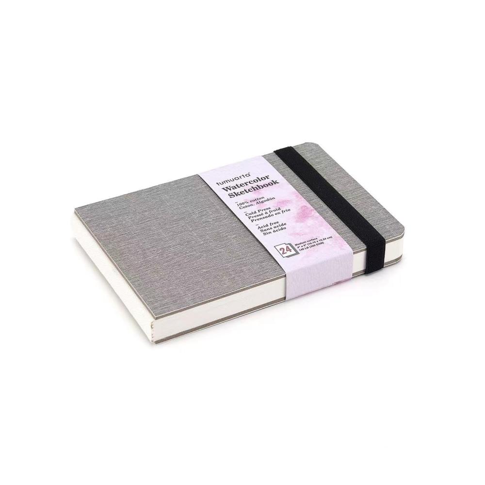 Tumuarta Aquarell Skizzenbuch 300 GSM | 100% Baumwolle | 10x15 cm | 24 Blatt - Feinkorn Papier | Säurefrei | Perfektes Aquarellbuch & Reiseskizzenbuch