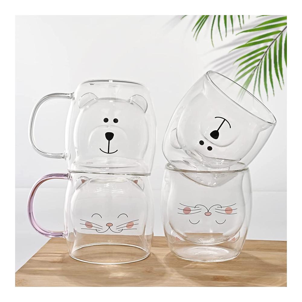 Exquisite Doppelwandige Kaffee- & Teegläser Set – Stilvolle Thermogläser mit Henkel & Untersetzer für Genussmomente – Perfekte Geschenkidee für Frauen & Kinder zu Geburtstag Weihnachten & Valentinstag