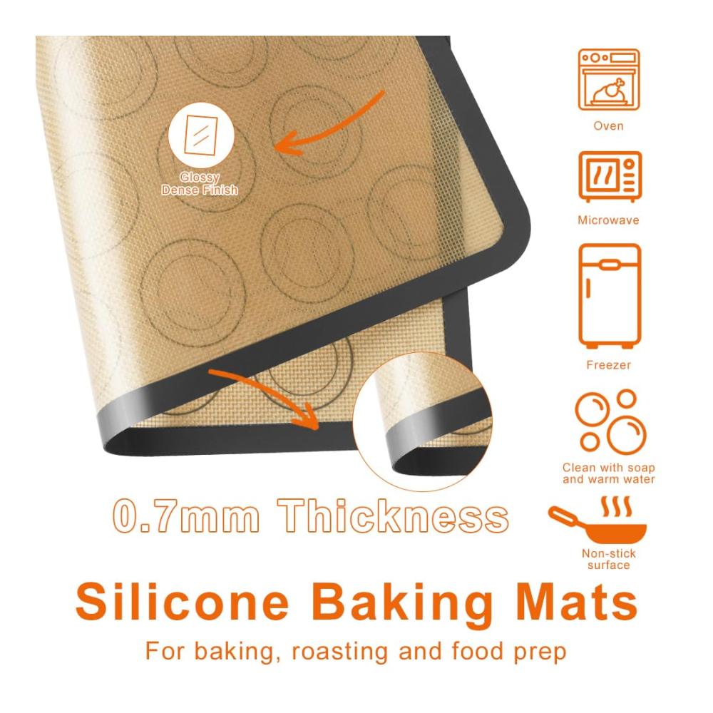 Entdecken Sie die Ultimative Backmatte für Makronen! 2 Stück Antihafte Silikon Backmatte 42x29.5cm - BPA frei Perfektes Backzubehör für Makronen Kuchen und Brot