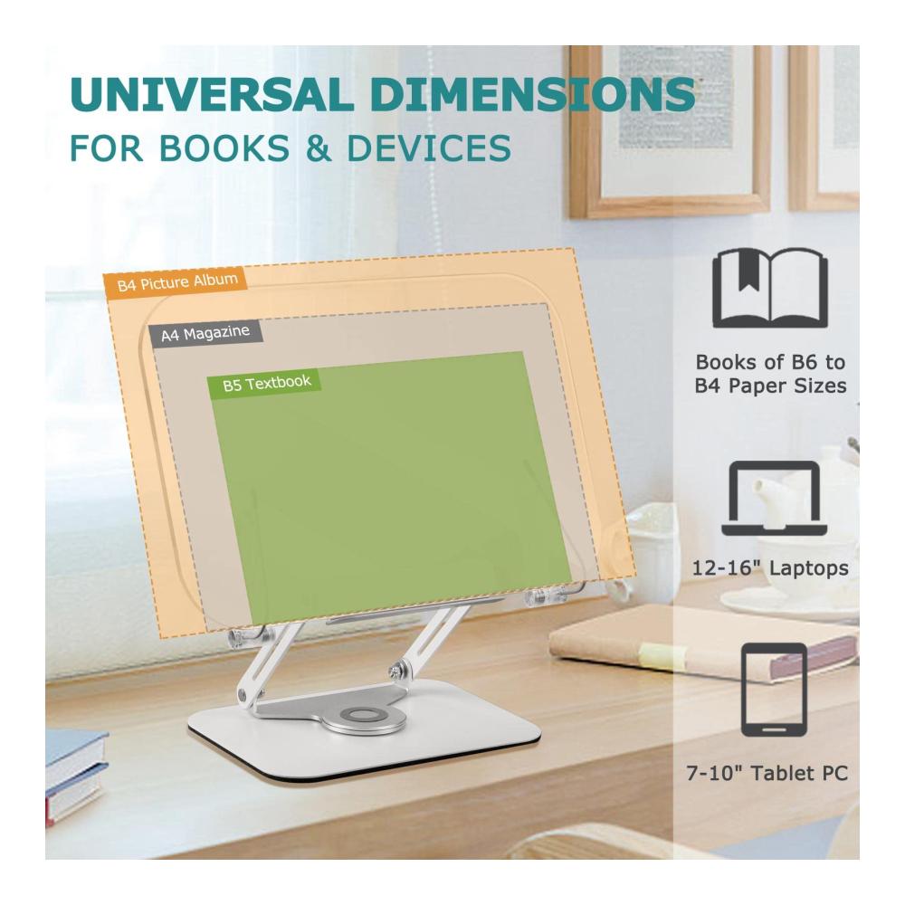 Praktischer Kochbuchhalter GUWINA Acryl Leseständer - Faltbar Höhenverstellbar & Tragbar. Perfekte Buchstütze für Küche und Büro. Ideal für Lehrbücher Musikbücher Tablet und Laptop. Stilvolles Design