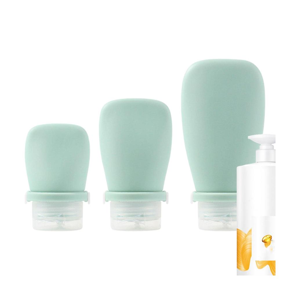 Flaschenkorb & Träger für unterwegs - 3-teiliges Set Silikon-Kulturflaschen mit Weithals-Design - Nachfüllbare Behälter für Shampoo Lotion & Kosmetik - Reisezubehör