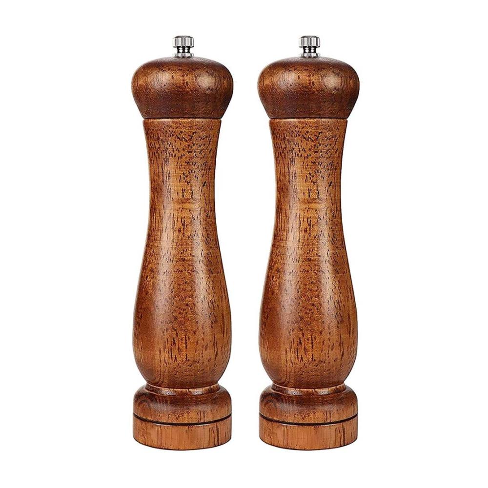 Elegantes 2er Set Salz und Pfeffermühle aus Holz - Manuell Nachfüllbar mit Verstellbarem Keramikmahlwerk für Perfekte Gewürze Ideal für Küchenchefs & Gourmetküchen