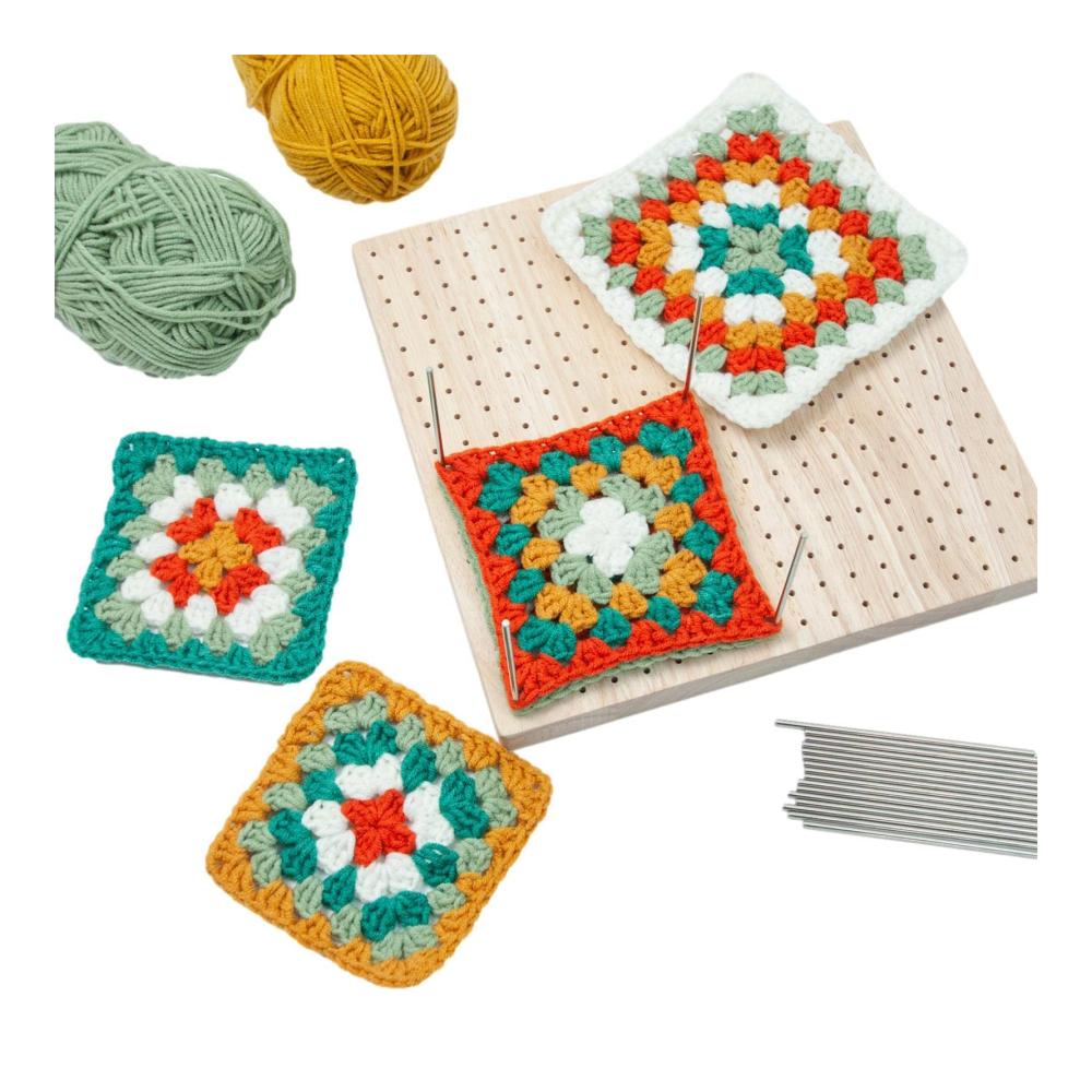 Nähsets Holz Sperrbrett für Granny Square | Strickbrett mit 324 Löchern | Häkelbrett für Großmütter Mütter & Freunde | Perfektes