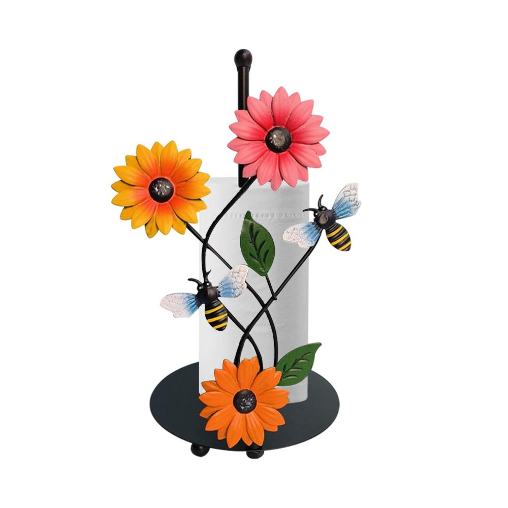 Küchenrollenhalter Sonnenblumen-Design | Stabiler Papierhandtuchständer für Küche und Gastronomie | Platzsparend | 18x33cm | Ideal für Zuhause