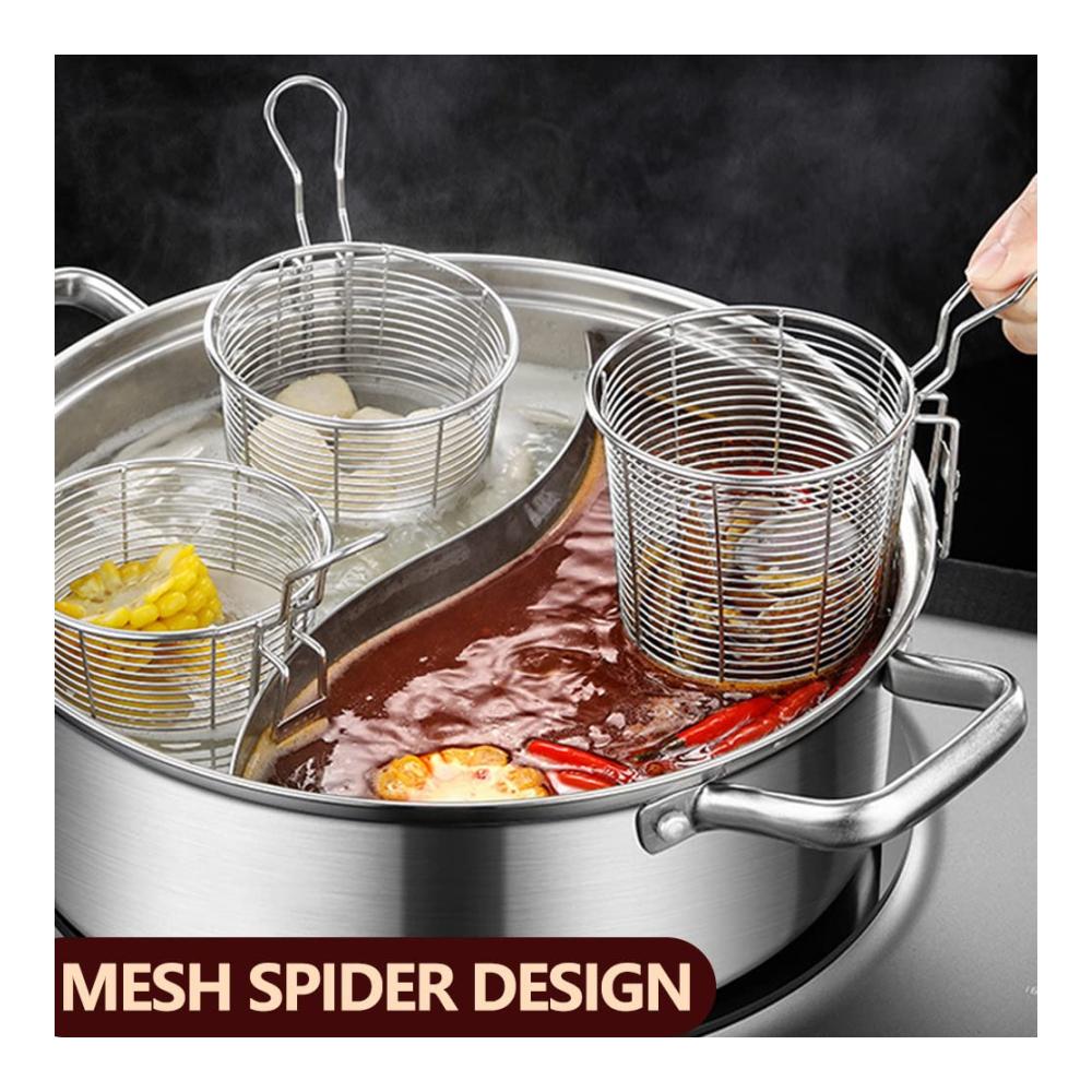 Entdecken Sie den ultimativen Schaum- & Abseihlöffel Hochwertiger Edelstahl hängender Mesh-Speeder-Safe mit tiefem Korb oder Topfsieb für müheloses Kochen. Praktisches Küchenaccessoire für jede Mahlzeit
