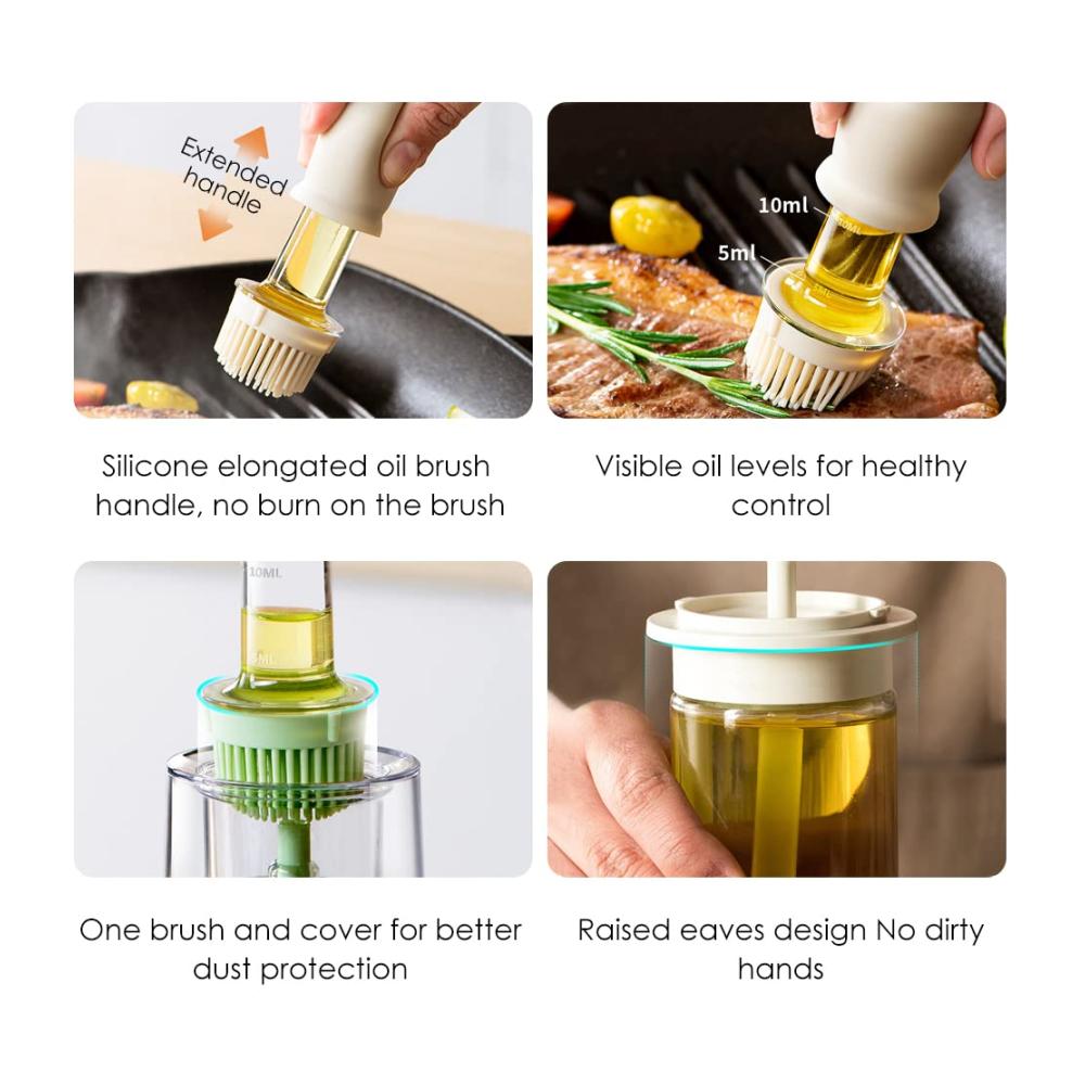 Ausgießer für Flaschen 2-in-1 180ml Ölspender & Essigflasche mit Silikon-Pinsel – Ideales Barzubehör für Kochen Grillen Salate & Backen in der Küche