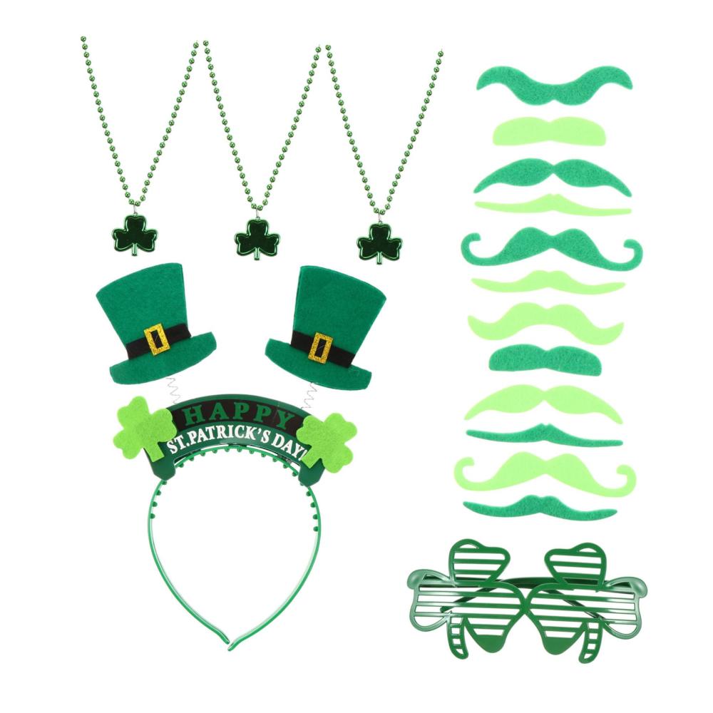 ABOOFAN 6 Stück Irisches Ornament St Patrick Day Stirnband St Patrick Day Stirnband St Patrick Day Partyzubehör Kreative Kostüm Requisiten Kette Mit Anhänger Hutzubehör für Partyfotoautomat Zubehör