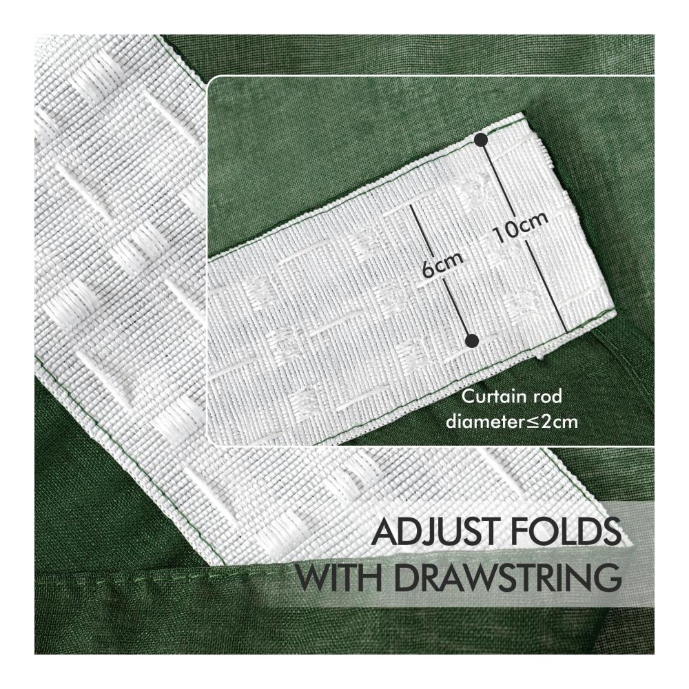 2er Set Gardinenschals Dunkelgrün 140x145 cm | Sheer Voile Vorhänge für Wohnzimmer und Schlafzimmer | Transparente Gardinen mit Kräuselband und Ösen | Stilvolle Fensterdekoration