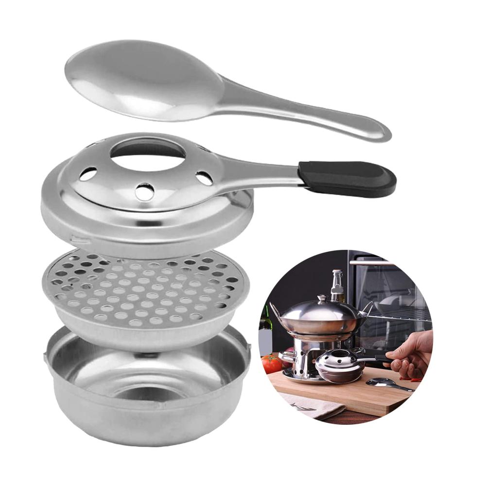 Genießen Sie perfekte Fleisch-Fondues! 2 Edelstahl Mini Fondue Brenner für Outdoor Camping & Picknick Kochen. Fondue Alkohol Brenner Set (15.5 * 9.9 * 4.8cm) für kulinarische Meisterwerke. Hervorragende Qualität für unvergessliche Genussmom
