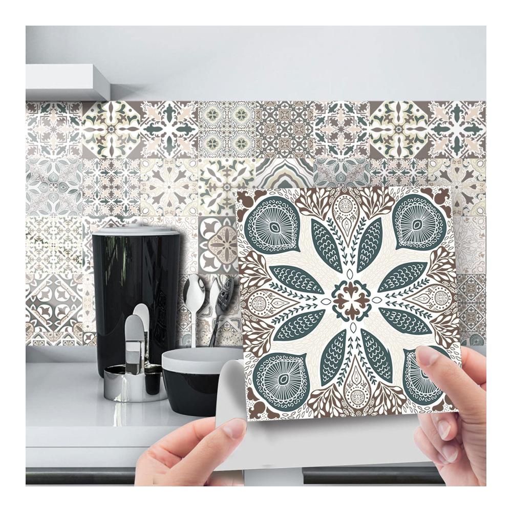Premium Fliesenaufkleber Set – Selbstklebende Keramik Marmor Wandaufkleber für stilvolles Zuhause - Vintage Dekor in PVC wasserdicht – Ideale Küchen- und Badezimmer-Verzierung (48 Stück 10cm x 10cm