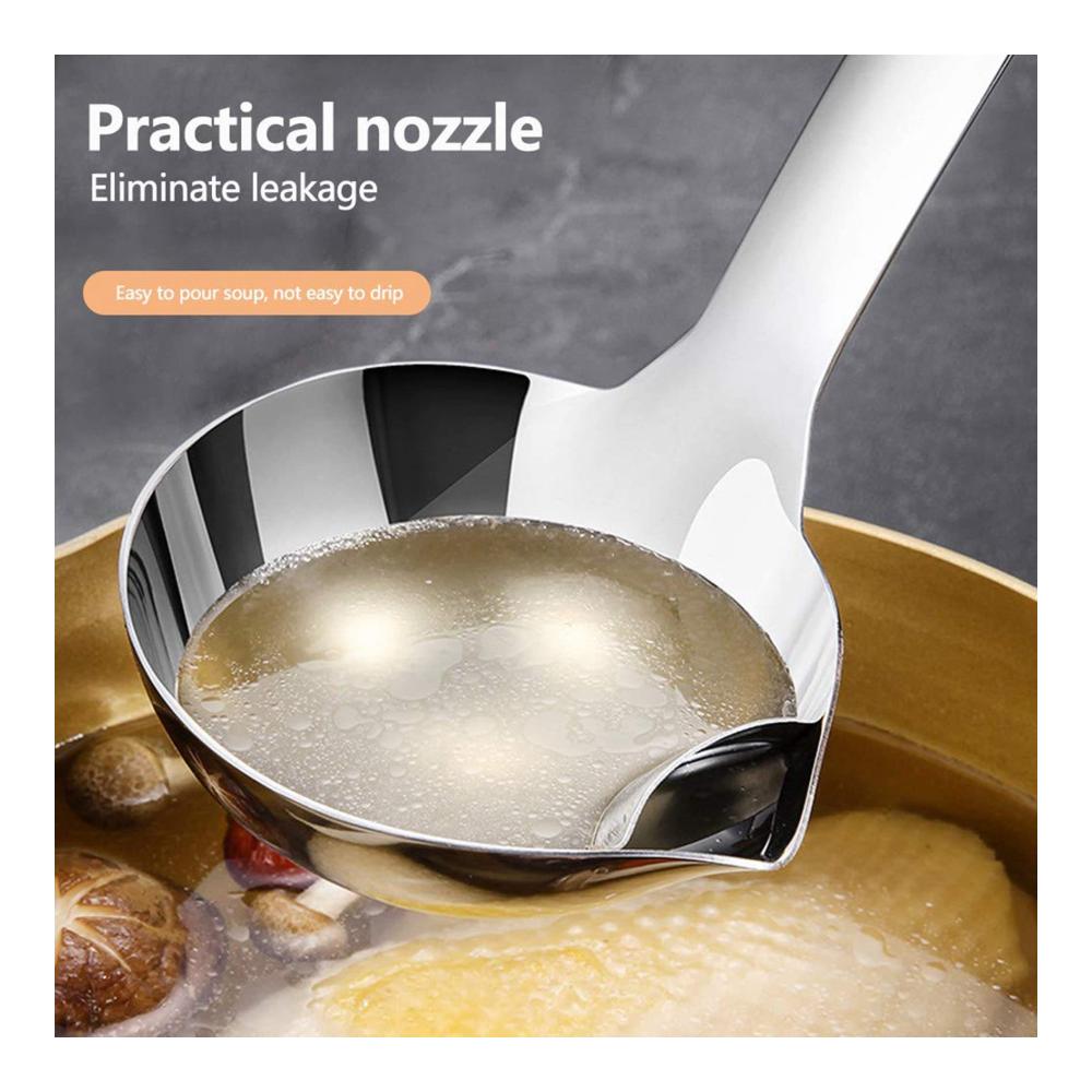 Präziser Schaumlöffel & Öltrenner aus Edelstahl - Set mit 2 langen Griffen für einfaches Kochen & Abseihen. Hochwertiges Kochzubehör für Suppen Öle und Filterung in der Küche