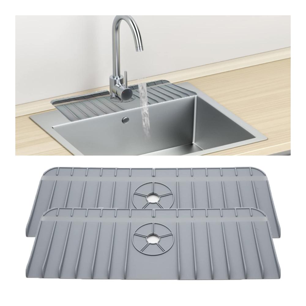 Premium Wasserhahnfilter 2er-Set Silikon-Auffangschale für tropfende Griffe | Küchen- und Badezimmer-Spritzschutzmatte | Trockenmatte gegen Feuchtigkeit | Ersatz für saugfähige Polyester-Matten