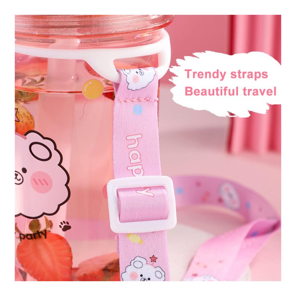 Wiederverwendbare Strohhalme - Nachhaltigkeit trifft auf Stil Bubble Tea Becher Set mit Deckel und Strohhalm verstellbare Träger 680 ml (Blau