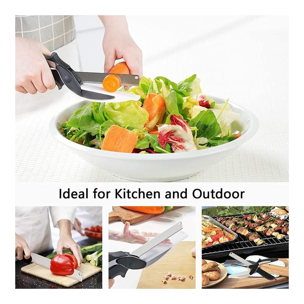 Präzise Küchenscheren Food Cover Cutter Mehrzweckschneider Gemüse Chopper und Picknick Schere mit integriertem Schneidebrett – Perfekt zum Schneiden von Obst Roastbeef und mehr! Robuste Küchenhelfer für mühelose Zubereitung