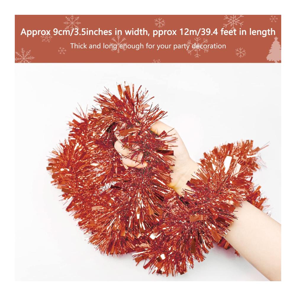 Verschönern Sie Ihr Fest mit unserer 12M Metallisch Glänzenden Weihnachtsbaum Girlande – Elegante Roségold Girlande für Innen- und Außendeko. Perfekte Hängedeko für Ihre Weihnachtsfeier