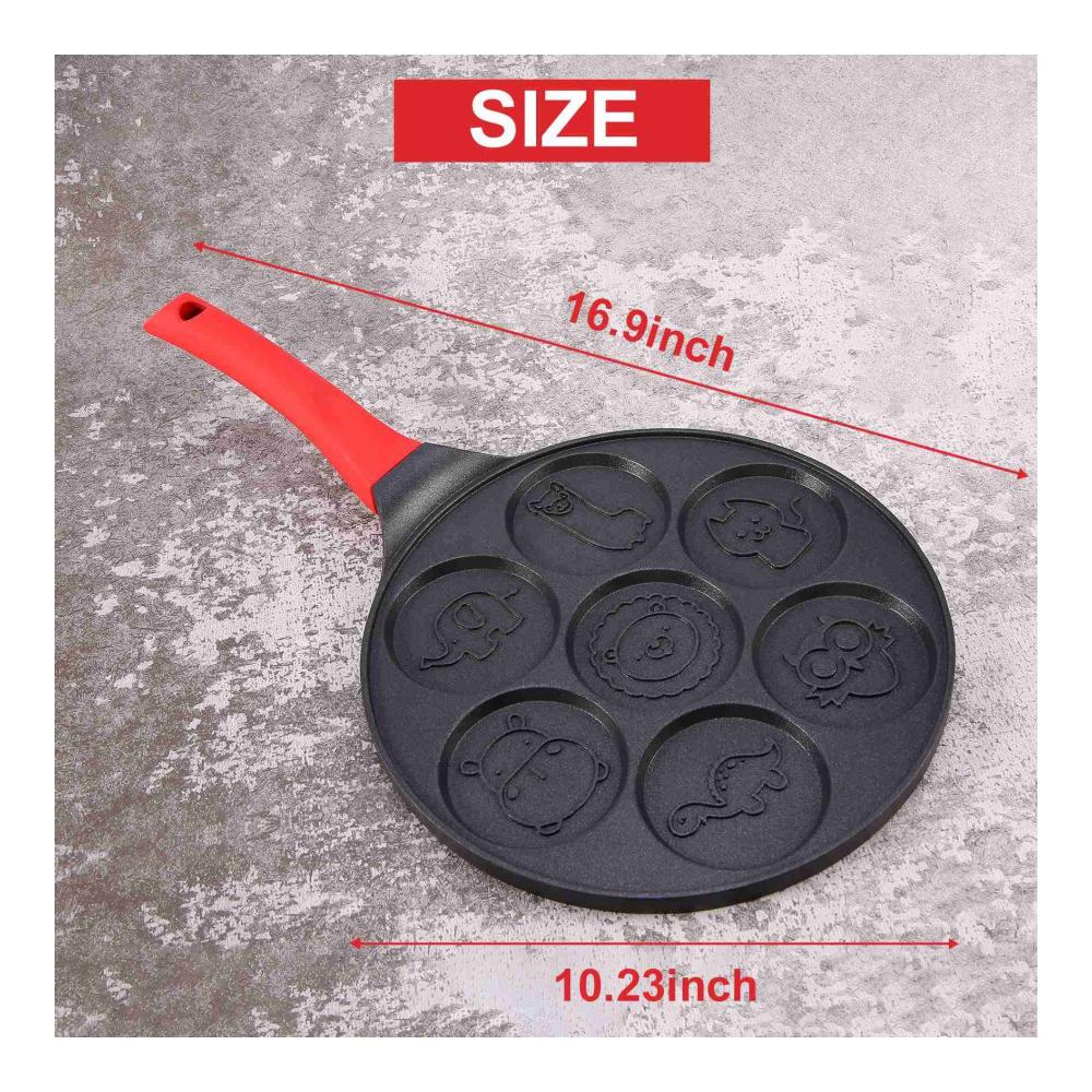 Crepe-Pfannen Pfannkuchenhersteller Antihaft-Mini-Crepe-Maker Pfanne mit 7 Formen inkl. Silikon für perfekte Pfannkuchen! Schwarzes Tier-Design. Entdecken Sie die Leichtigkeit des Crepe-Machens