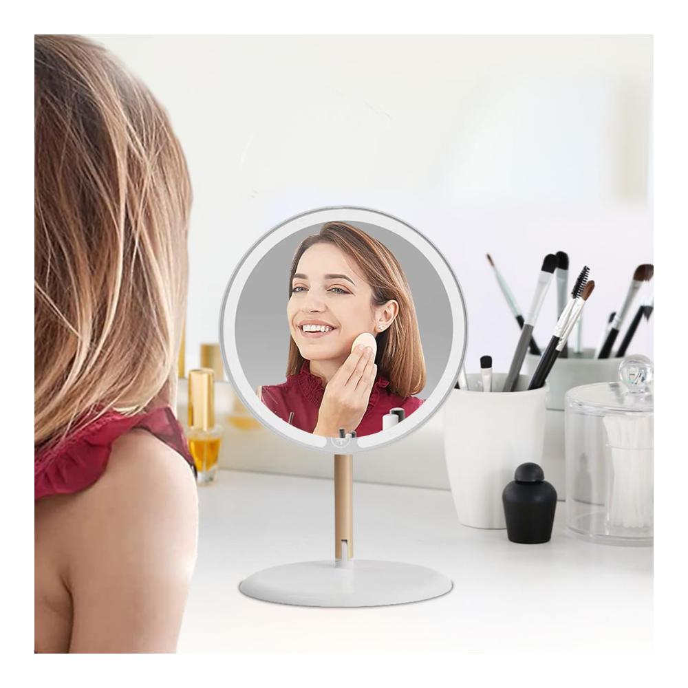 Erleuchten Sie Ihren Schminktisch! USB-wiederaufladbarer Tischspiegel mit LED-Lichtern - Beleuchteter Schminkspiegel mit Touch-Steuerung und 3 Farbmodi | Praktischer Spiegel für perfektes Make-up und Styling - Makeup-Spiegel für Was