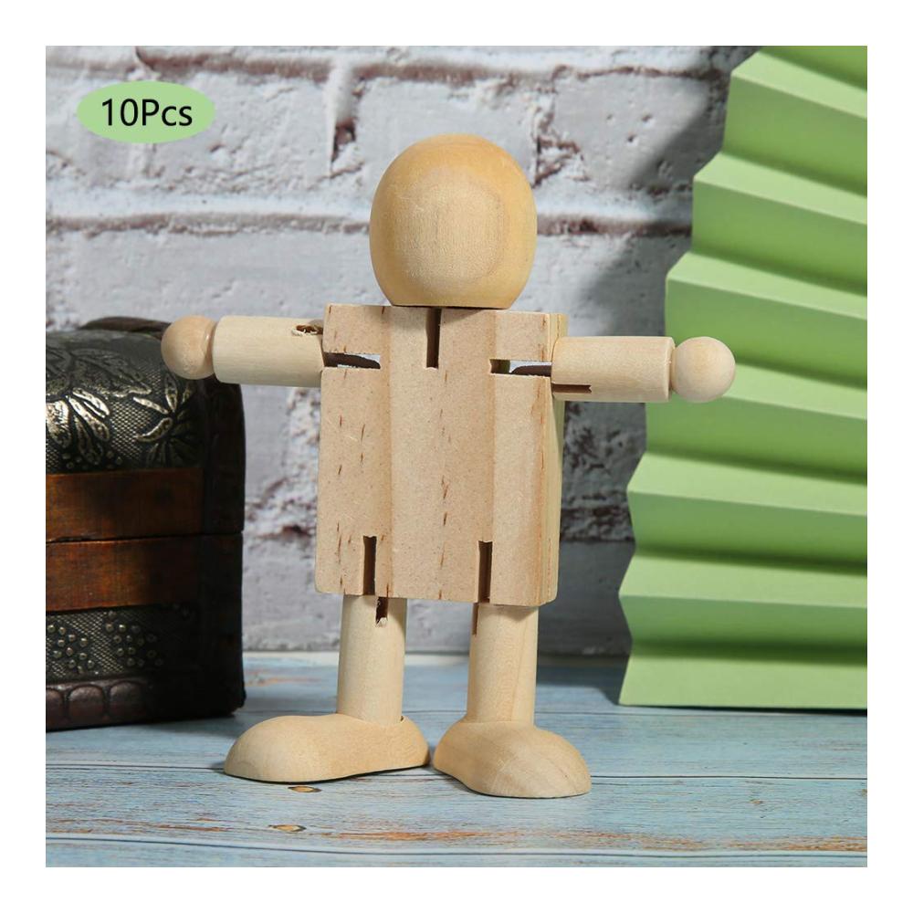 10 Stück Unlackierte Holzroboter Figuren für DIY-Malerei – Kunsthandwerk aus unbehandeltem Holz – Perfekt für kreative Projekte und Bastelspaß