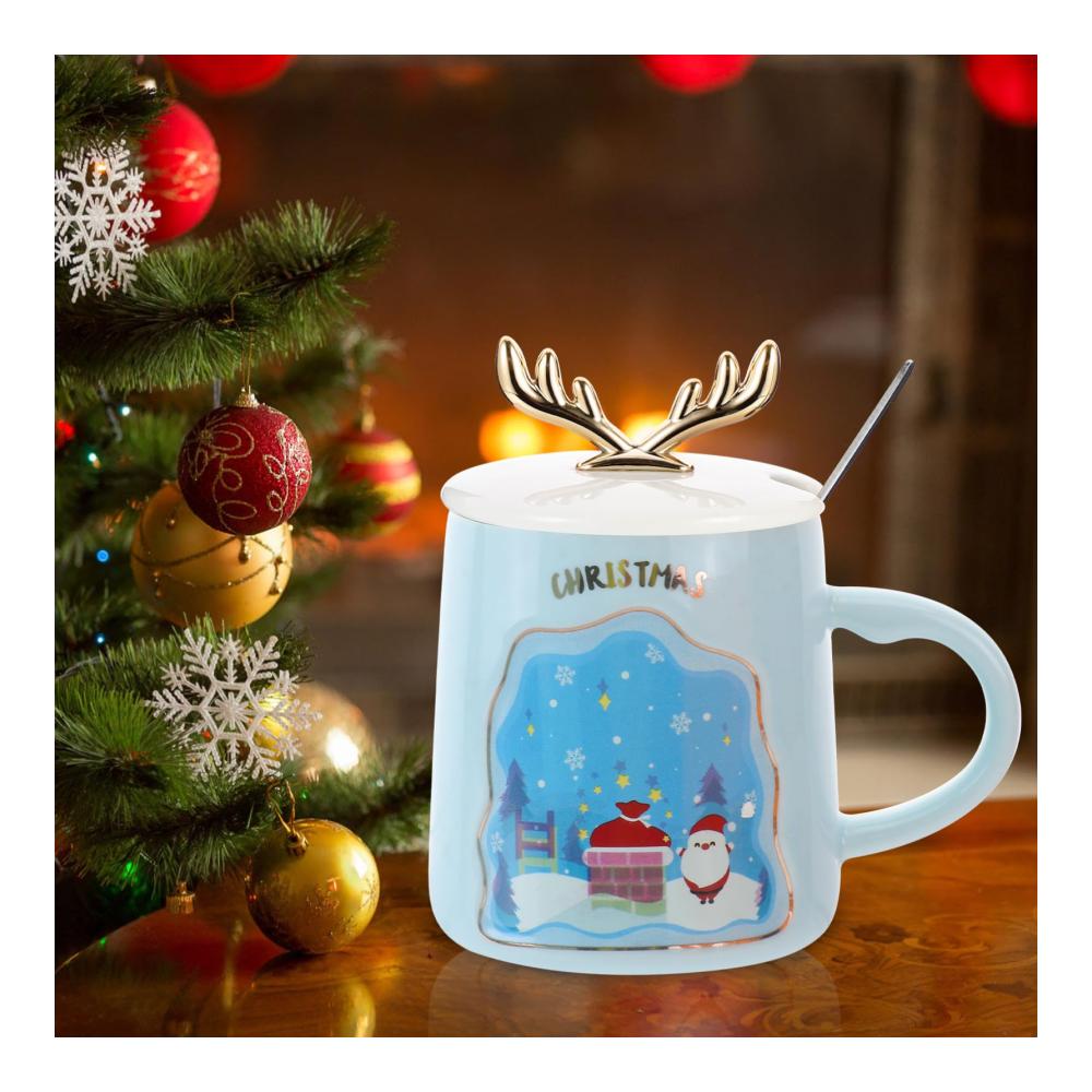 Genießen Sie Ihren Morgen mit Stil! 6er Set Espresso- & Mokkatassen | Weihnachtsmotiv | Keramik | Deckel | Perfektes Geschenk für die Feiertage