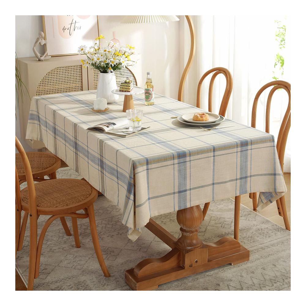Elegante Tischdecke Leinenoptik 140x300cm – Abwaschbare Tischwäsche mit Spitzenkante Rechteckig & Pflegeleicht Ideal für Festliche An