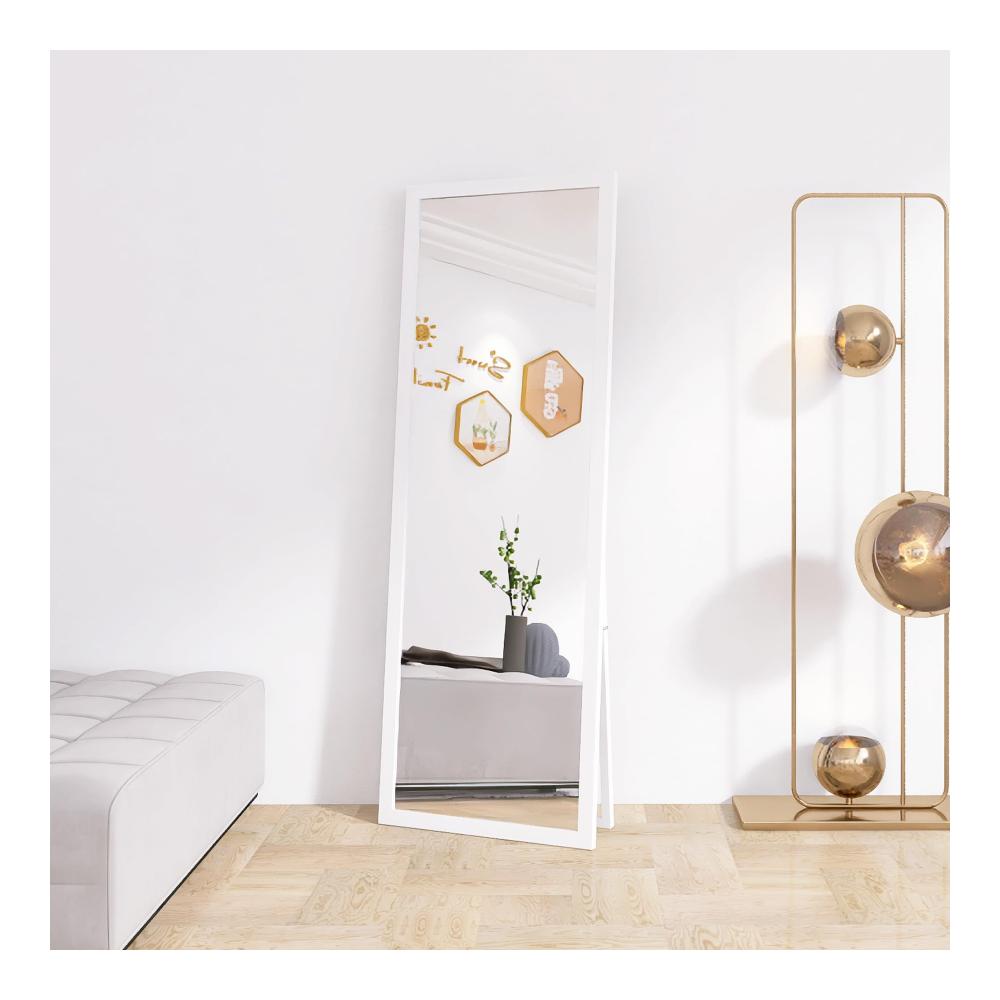 Modernes Design Großer Standspiegel mit Holzrahmen - Perfekt für Wohnzimmer oder Ankleidezimmer - Hochauflösendes Bild - Inklusive Haken - 140x50cm