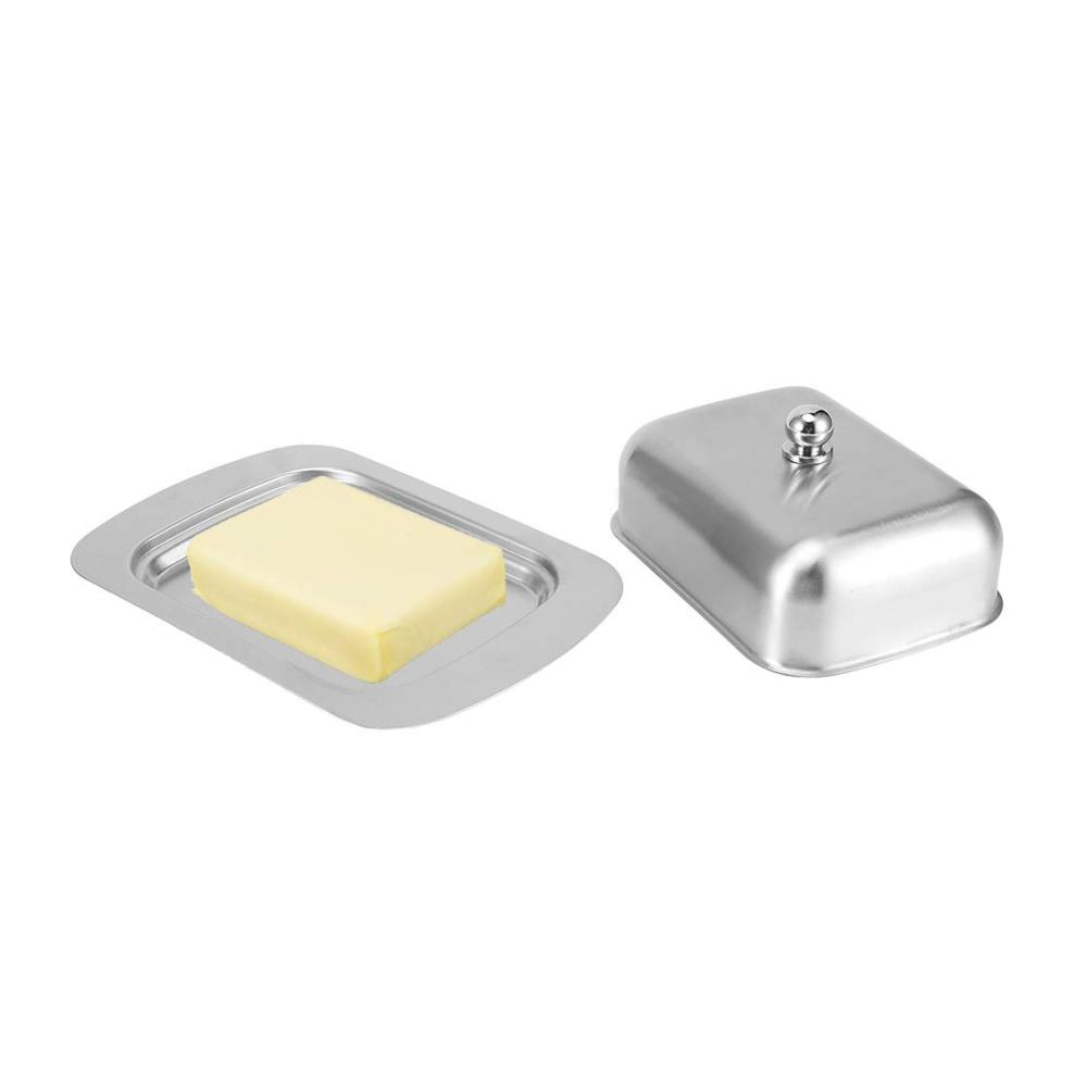 Entdecken Sie die Eleganz Doppelte Butterdose aus hochwertigem Edelstahl - Stilvoller Butterbehälter mit Deckel und Griff für optimale Frische. Praktische Metall-Butterdose für den täglichen Genuss