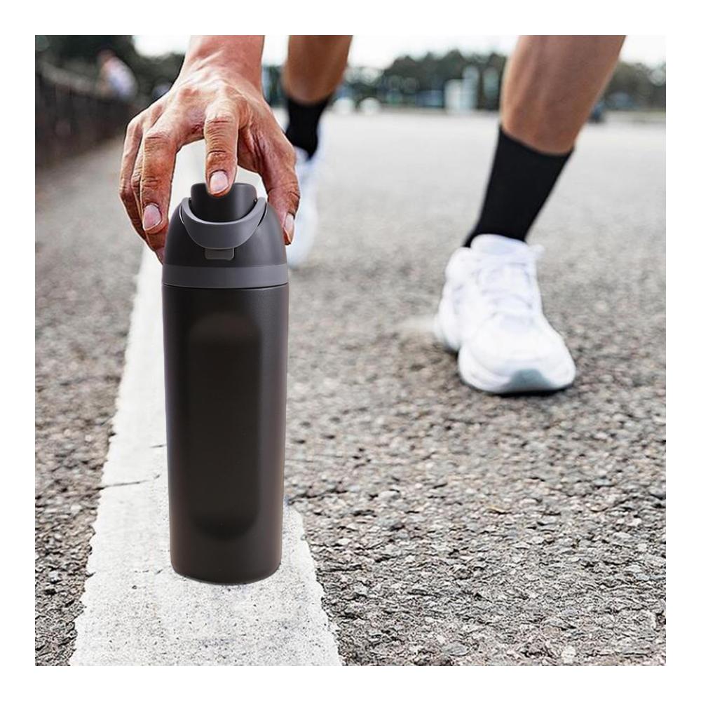 Isolierflasche Edelstahl 600ml | Thermobecher mit Strohhalm | FLXSO Trinkbehälter | Doppelwandige Isolierung | Auslaufsicherer Thermalwasserbecher | Ideal für Sport Fitness und Unterwegs
