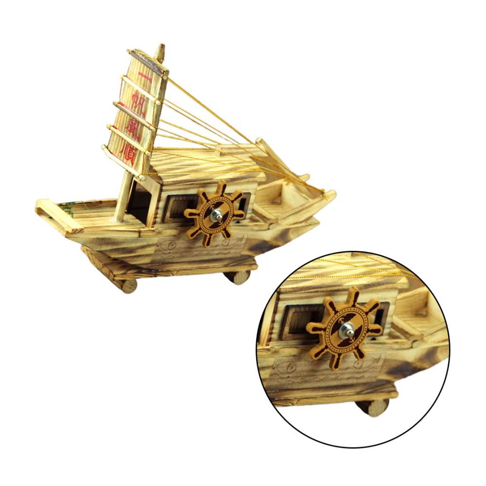 Entzückende Vintage-Spieluhr Dekorative Holz-Segelboot-Skulptur – Perfektes Geschenk für Heim und Büro! Sammeln Sie zeitlose Erinnerungsstück