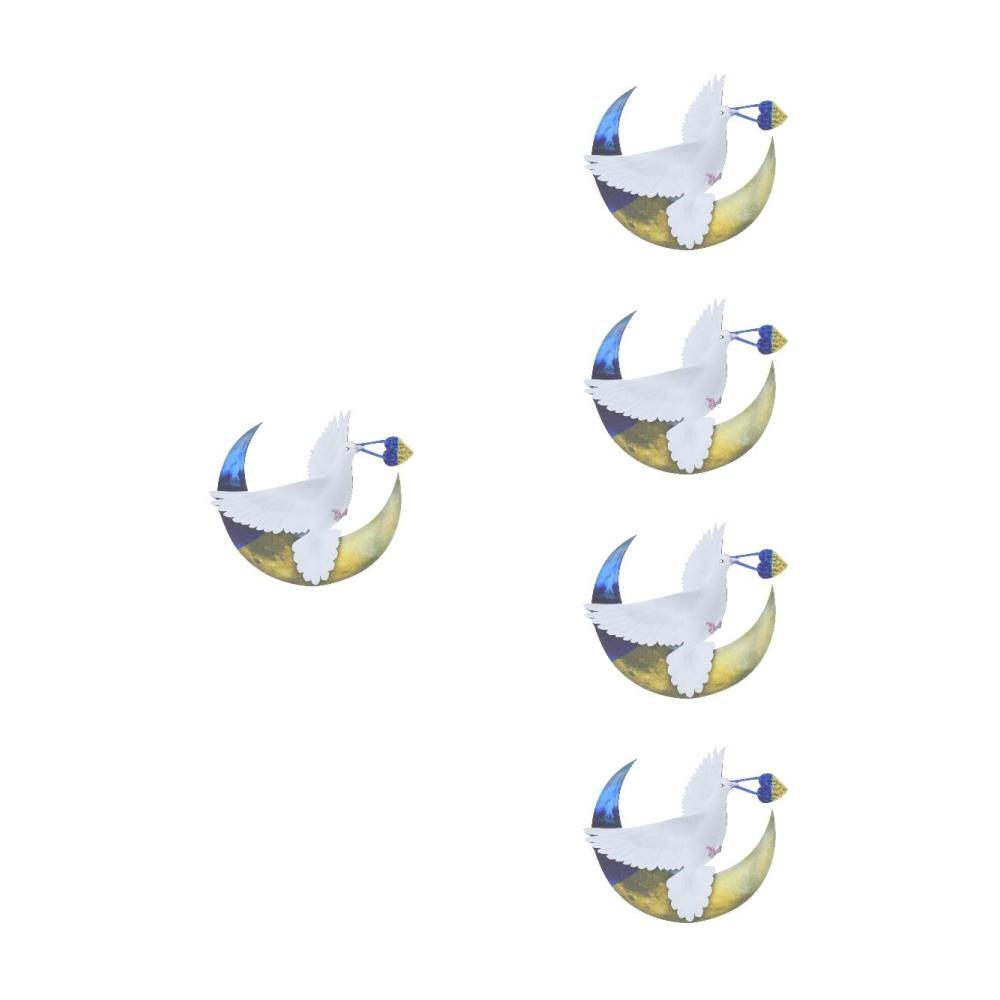 Ätherische Schönheit Moderne Wandskulpturen – 5er-Set Mondtaube Metall Wanddekorationen für einzigartige Wandkunst