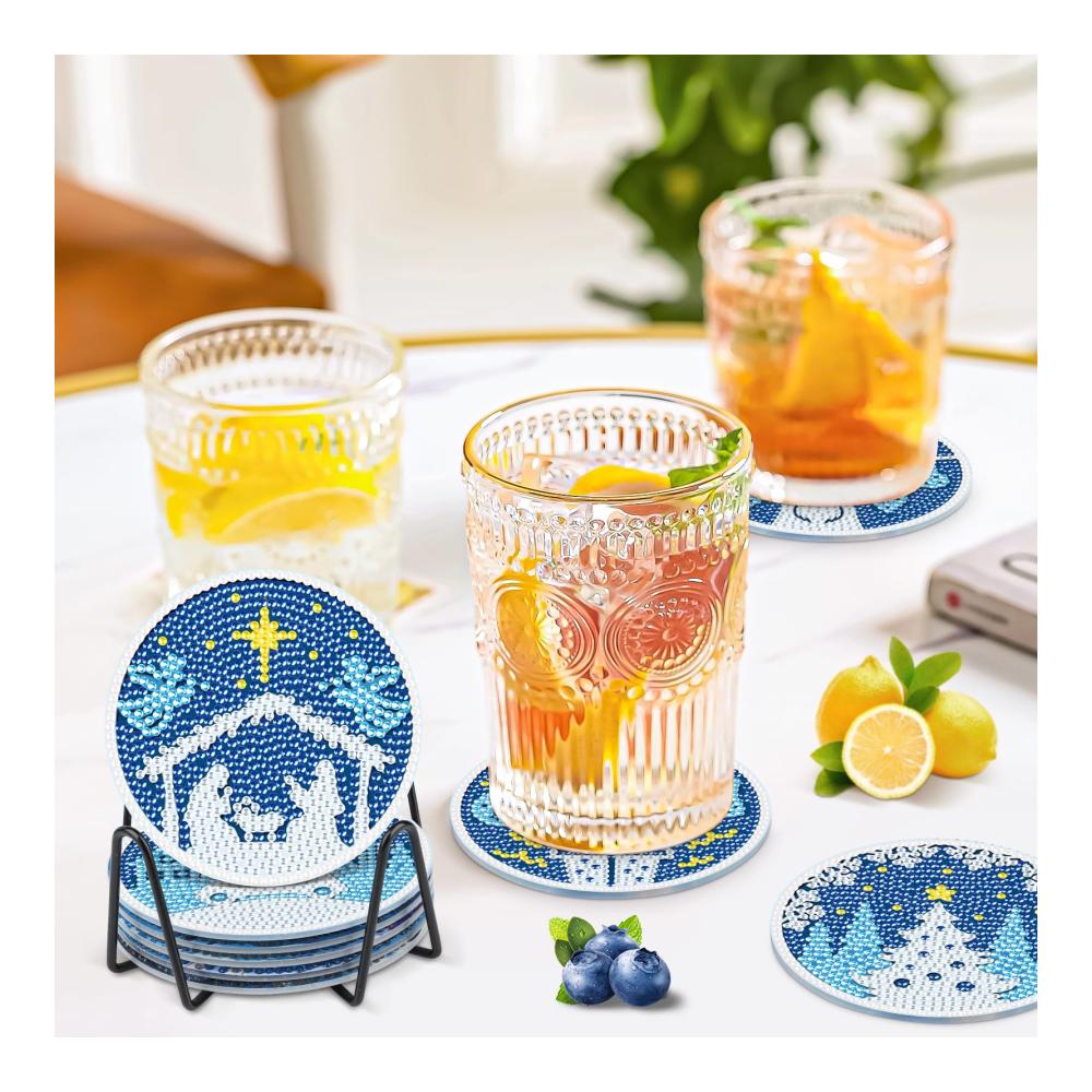 Entdecken Sie den Glanz! NAIMOER 8-teiliges Set Weihnachts-Diamond Painting Untersetzer mit Halter - DIY Winterzauber für Ihre Getränke. Kreative Kaffee- und Getränkeuntersetzer im 5D Diamant-Design für Erwachsene und Kinder. Verleihen Sie Ihren Pausen funkelnden Stil