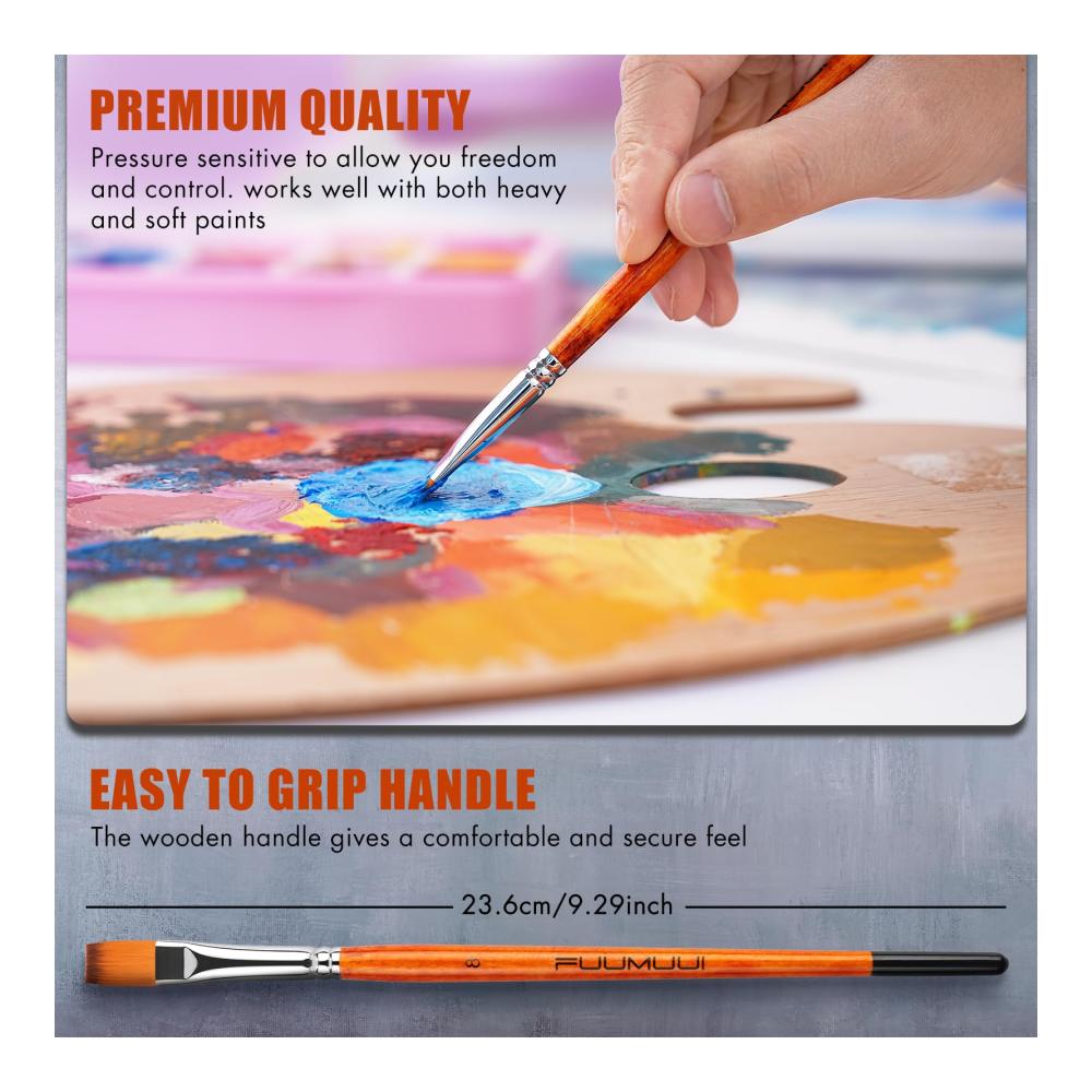 Professionelles Pinselset - 6 Stück | Ideal für Acryl Aquarell Öl & Gouache | Japanische Nylonhaare | Kein Haarverlust | Künstlerpinsel