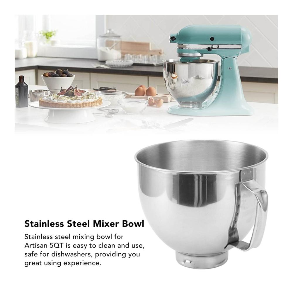 Hochwertiger 304 Edelstahl Griff für Classic 4.5Q 5QT Schüssel-Rührersatz mit robusten Rührschüsseln - Perfekte Ergänzung für Ihre Küche