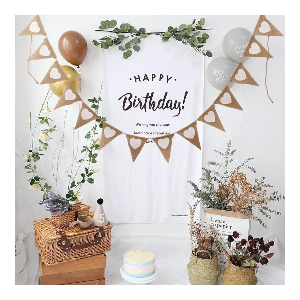 Dekorative Jute Wimpelkette für Hochzeitszeremonie und Fotohintergründe - Vintage Just Married Girlande mit Herzdesign für unvergessliche Momente und romantische Akzente