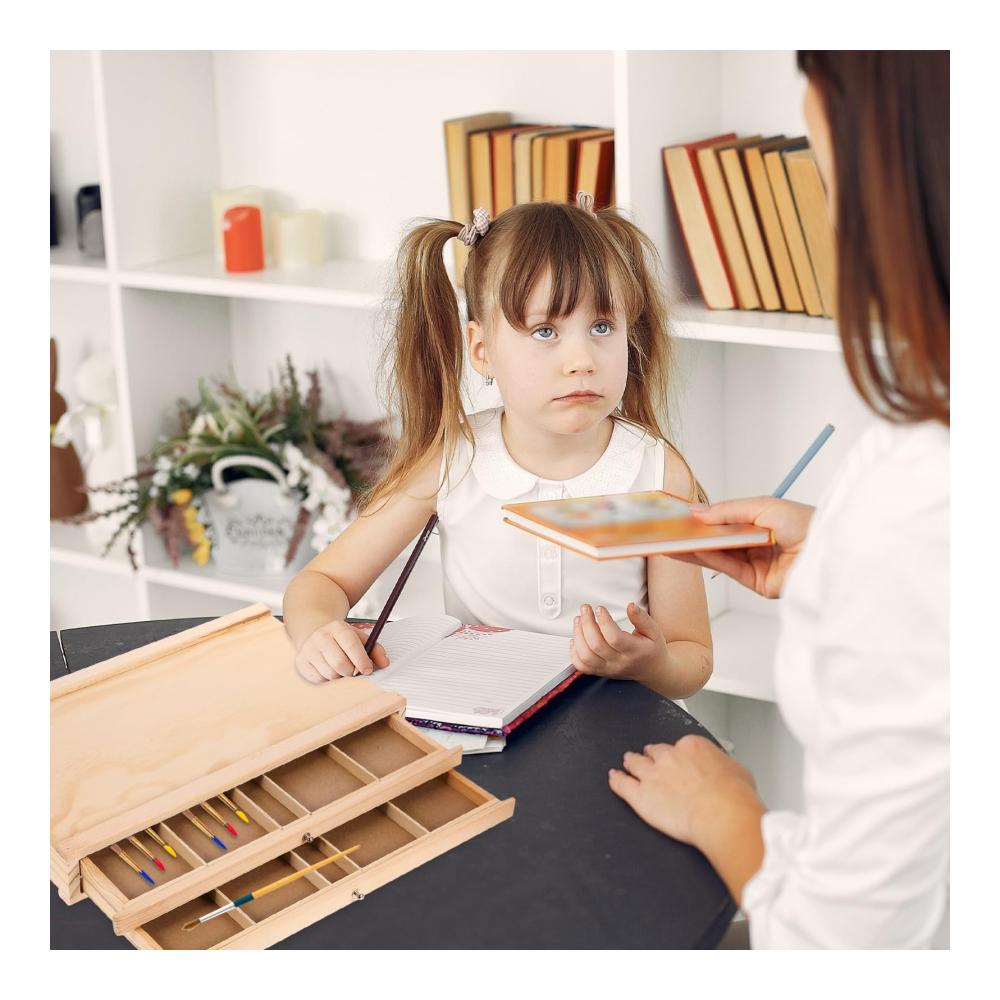 Malkästen Holzkunst Organizer für Pinsel & Stifte - Tragbare Künstlerbox mit Schublade | Aufbewahrungsbox aus Holz für Kunstbedarf & Werkzeug