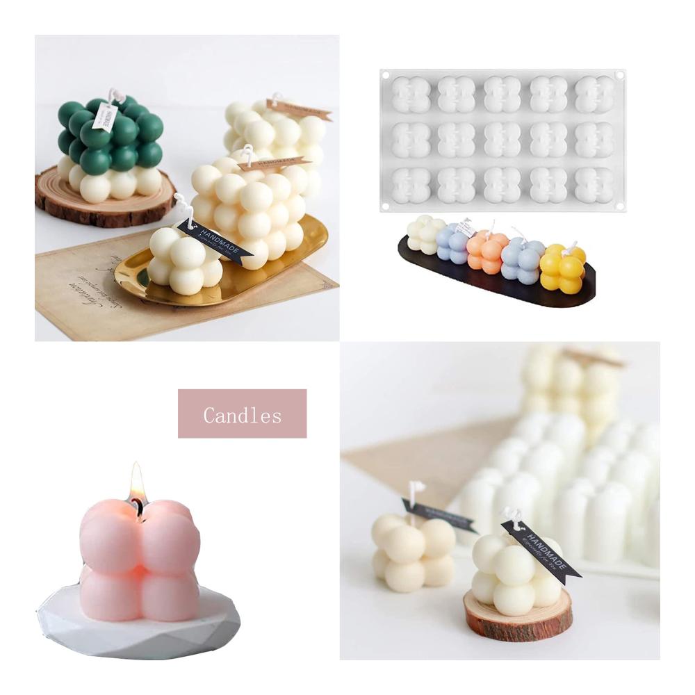 Schokoladenformen Set 3D Kerzen Silikonform für Süßigkeitenherstellung - DIY Candle Mold für Muffins Cupcakes Desserts Kuchen Pudding Eiswürfel Gelees - 15-Loch-Design