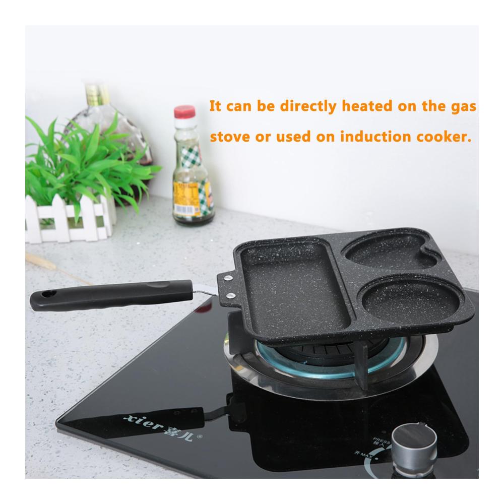 Yissone 3-in-1 Bratpfanne für Pancakes & mehr – Perfekt für Outdoor-Camping & Küche – Antihaftbeschichtetes Grill- und Steak-Ei-Pfannenset – Universelle Pfanne für vielseitiges Kochen