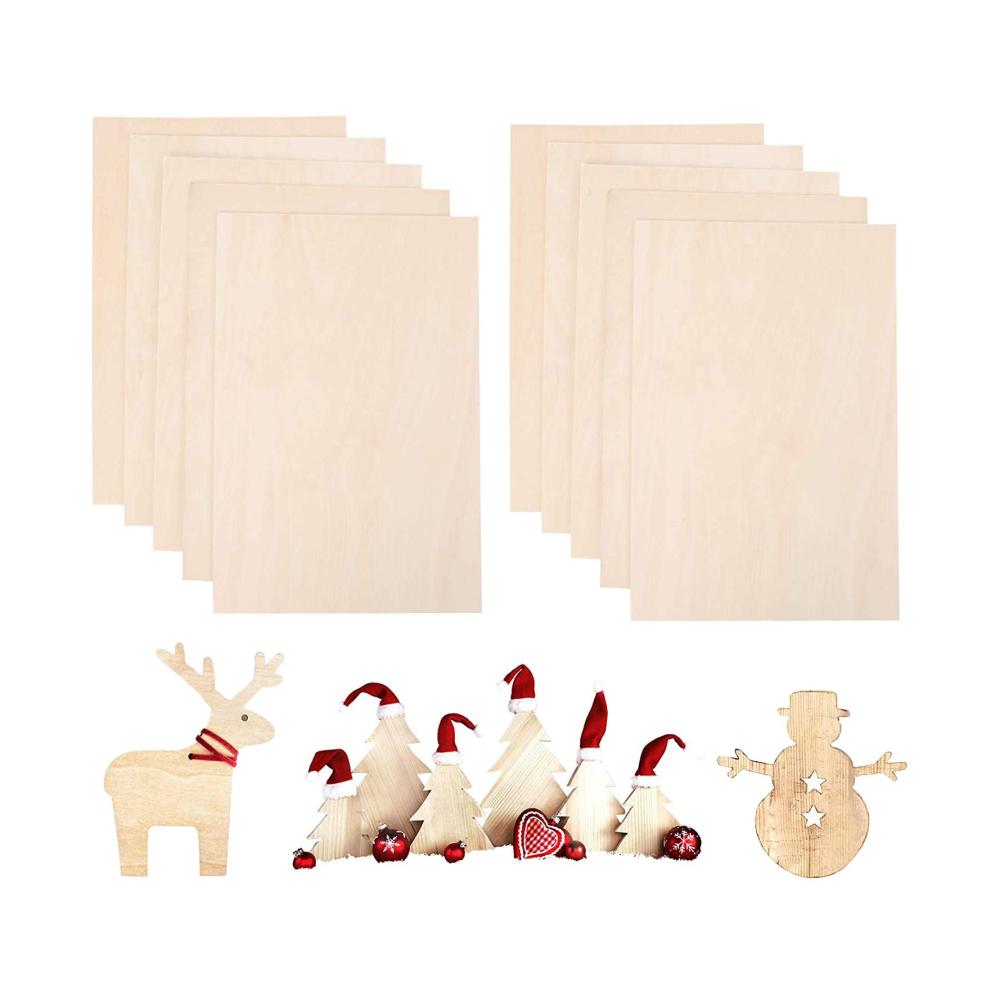 Entdecken Sie die natürliche Schönheit von unbehandeltem Holz mit MaYuLa 10pcs Balsaholz Platten Sperrholz. Perfekt für DIY Weihnachtsprojekte und Modellbau